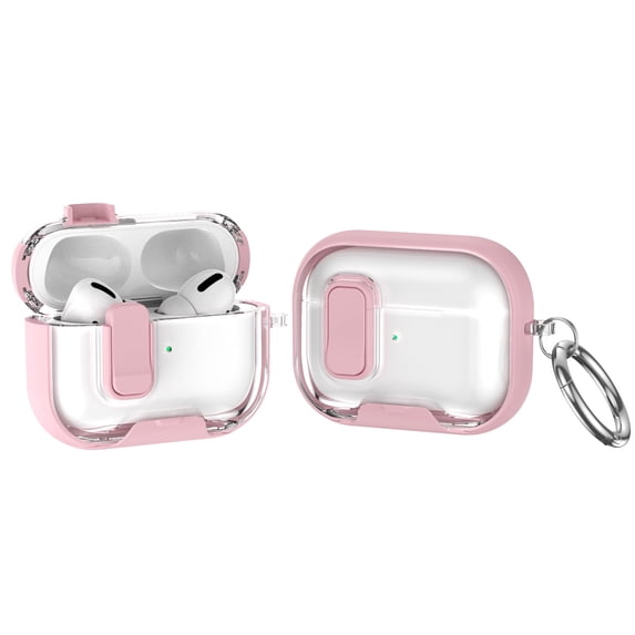 Rugged Case for AirPods Pro 2, HD Clear & Contrast Color Design Shockproof Cover for Airpods Pro 2nd Generation 2022 with Switch and Carabiner