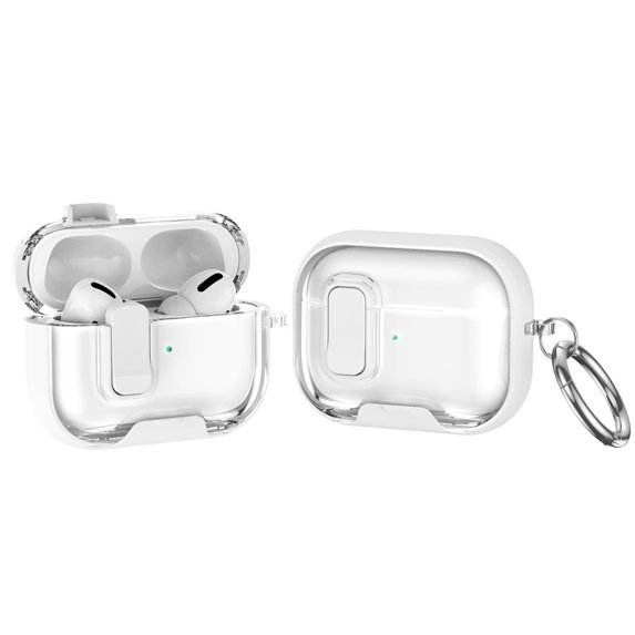 Rugged Case for AirPods Pro 2, HD Clear & Contrast Color Design Shockproof Cover for Airpods Pro 2nd Generation 2022 with Switch and Carabiner