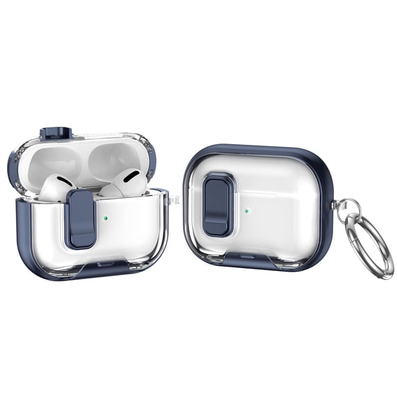 Rugged Case for AirPods Pro 2, HD Clear & Contrast Color Design Shockproof Cover for Airpods Pro 2nd Generation 2022 with Switch and Carabiner