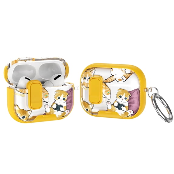 Rugged Case for AirPods Pro 3, Painted Decoration Shockproof Cover for Airpods Pro 3rd Generation 2025 with Switch and Carabiner