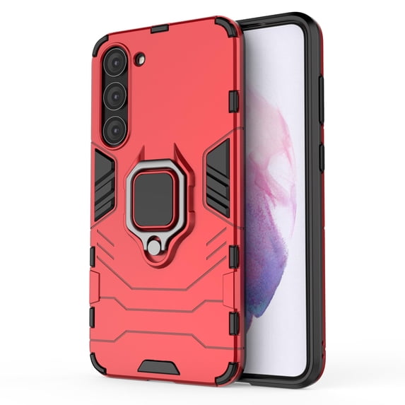 Rugged Case for Samsung Galaxy S24 FE, Ring Holder Kickstand Shockproof Drop Protection Anti-Scratch Bumper Phone Case for Samsung Galaxy S24 FE, Red