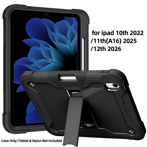 Rugged Case for iPad 10th Gen 2022 / 11th Gen A16 2025 / 12th Gen 2026, Heavy Duty Shockproof Cover with Kickstand & Pencil Holder