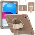 thumbnail image 1 of Rugged Case for iPad 10th Generation 10.9 Inch 2022, Heavy Duty Shockproof Rugged Cover with Hand Strap 360 Degree Rotatable Kickstand Protective with Shoulder Strap for iPad 10.9 Case, Latte, 1 of 8
