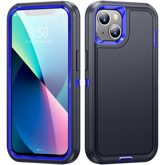 Rugged Case for iPhone 11, Heavy Duty Hybrid PC + TPU Military Grade Shockproof Cover, Non-Slip Strip Lens Protection Soft Rubber Lining Case for iPhone 11 6.1 inch,Navy Blue