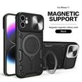 thumbnail image 1 of Rugged Case for iPhone 12 Heavy Duty Case with Hidden Bracket Camera Lens Sliding Cover, Military Grade Magnetic Car Mount Holder Shockproof Lens Protection Case for iPhone 12, Black, 1 of 11