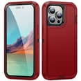 thumbnail image 1 of Rugged Case for iPhone 12 Pro Max, Heavy Duty Hybrid PC + TPU Military Grade Shockproof Cover, Non-Slip Strip Lens Protection Soft Rubber Lining Case for iPhone 12 Pro Max,Red, 1 of 7