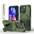 thumbnail image 1 of Rugged Case for iPhone 13 Pro Max Compatible with MagSafe, Heavy Duty Shockproof Magnetic Cover with Kickstand and Lanyard, Drop-Proof Military-Grade Protection Case for iPhone 13 Pro Max, Armygreen, 1 of 8