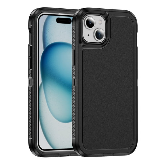 Rugged Case for iPhone 14 Plus, Heavy Duty Double Layer Toughness Protection Phone Cover Military Grade Shockproof Drop Resistant Frosted Matte Durable Case for iPhone 14 Plus, Black