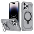 thumbnail image 1 of Rugged Case for iPhone 15 Pro Max, Heavy Duty 360° Rotating Strong Magnetic Stand Hard Cover Anti-Shock Armor Slim Anti-fall Phone Case Cover for iPhone 15 Pro Max, Gray, 1 of 6