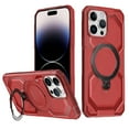 thumbnail image 1 of Rugged Case for iPhone 15 Pro Max, Heavy Duty 360° Rotating Strong Magnetic Stand Hard Cover Anti-Shock Armor Slim Anti-fall Phone Case Cover for iPhone 15 Pro Max, Red, 1 of 6