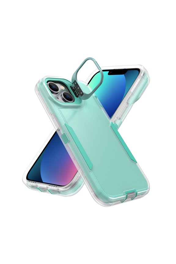Rugged Case For iPhone 16 Plus Case, Military Grade Drop Tested Heavy Duty Kickstand Shockproof Protective Phone Cover with Matte Finish Dual Layer Hybrid Hard PC & Soft TPU Bumper,Cyan