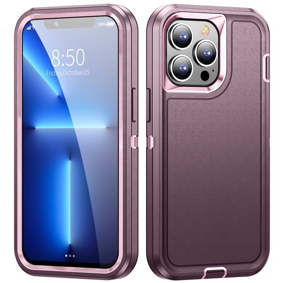 Rugged Case for iPhone 16 Pro Max, Heavy Duty Triple-Layers Military Grade Shockproof Cover, Scratch Resistant Non-Slip Camera Lens Protection Hybrid Case for iPhone 16 Pro Max, Purple