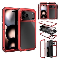 Rugged Case for iPhone 17 Pro Max, Heavy Duty Military Grade Full Protection Cover, Aluminum Alloy Metal   TPU Bumper Shockproof Dustproof Case Compatible with Mag-Safe for iPhone 17 Pro Max, Red