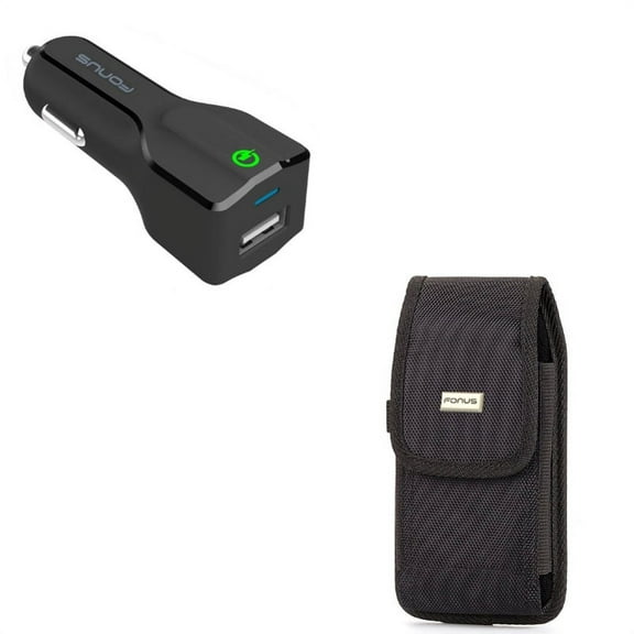 Rugged Case w 24W Adaptive Fast USB QC 3.0 Car Charger D6E Compatible With Google Pixel 3a XL