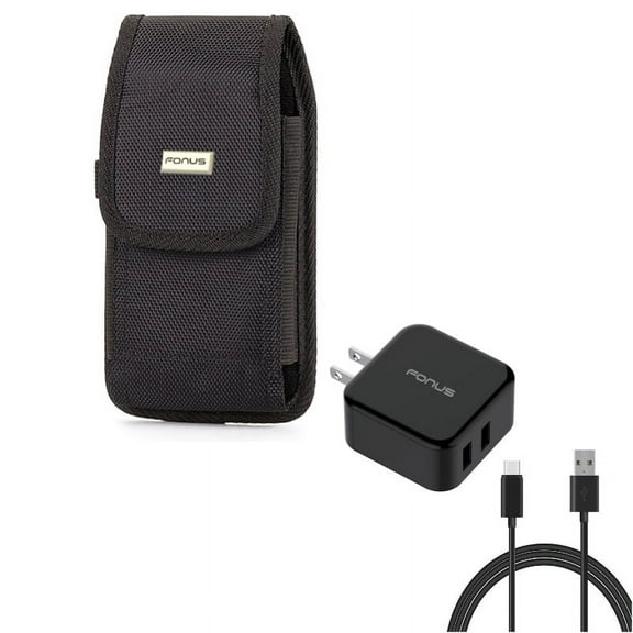 Rugged Case w 30W 2-Port USB Quick Home Charger 6ft Type-C Fast Cable Z6Y for Essential Phone (PH-1)