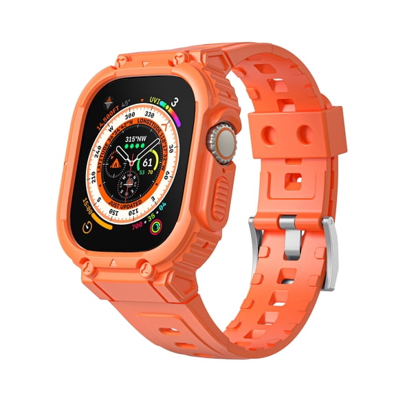 Rugged Case with Band for Apple Watch Ultra 1/2/3/4 49mm , Silicone Shockproof Sport Strap