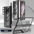 thumbnail image 1 of Rugged Clear Case for Samsung Galaxy Z Fold 4 with Magnetic Hinge Protection Built-in Screen Protector, with Stylus Hidden Kickstand Lens Protection Plating Shockproof Luxury Case,Black, 1 of 7