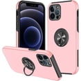 thumbnail image 1 of Rugged Durable TPU + PC Phone Case for iPhone 12 11 Pro Max Plus Mini Camera Protection Hidden Finger Ring Holder Back Cover Pink, 1 of 8