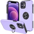 thumbnail image 1 of Rugged Durable TPU + PC Phone Case for iPhone 14 13 Pro Max Plus Mini Camera Protection Hidden Finger Ring Holder Back Cover Purple, 1 of 8