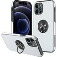 thumbnail image 1 of Rugged Durable TPU + PC Phone Case for iPhone 14 13 Pro Max Plus Mini Camera Protection Hidden Finger Ring Holder Back Cover Silver, 1 of 8
