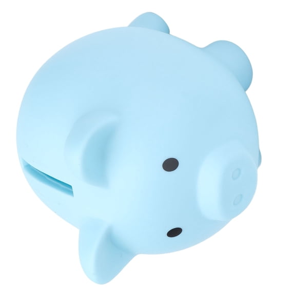 Rugged Durable Vinyl Cartoon Piggy Bank Animal Coin Cash Savings Jar Decor for Boys Girls Toddlers Blue 3.9 x 3.1 Inches