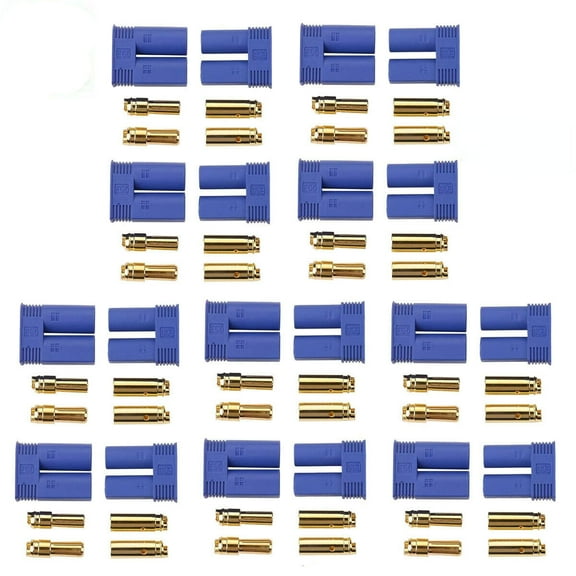 Rugged EC5 Device Connector Plug Ergonomic Design, 90A Instantaneous Current, for High-Power Applications, 10 Pairs