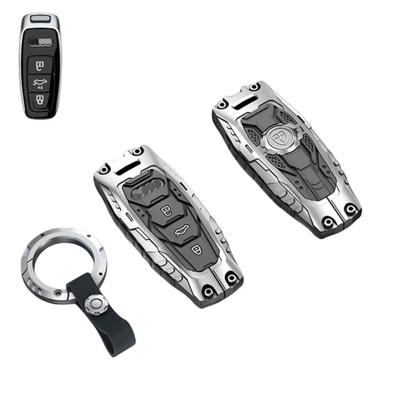 Heavy Metal Key Fob Cover Case Protector for Audi, Keychain, Accessories for 2020 2021 2022 Audi A3 A6 A7 A8 A8L E-Tron Q7 Q8 RS6 RS7 S3 S6 S7 SQ7 SQ8