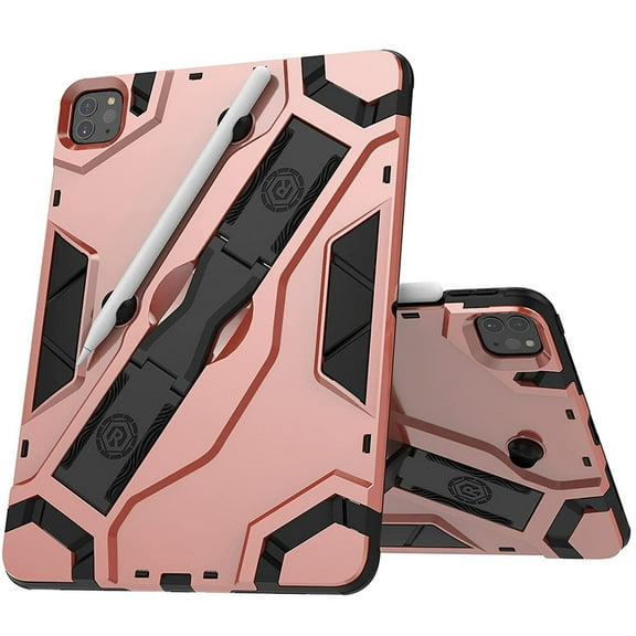Rugged Hybrid Armor Case with Multi-Functional Kickstand for iPad Air (5th and 4th Generation) - Rose Gold
