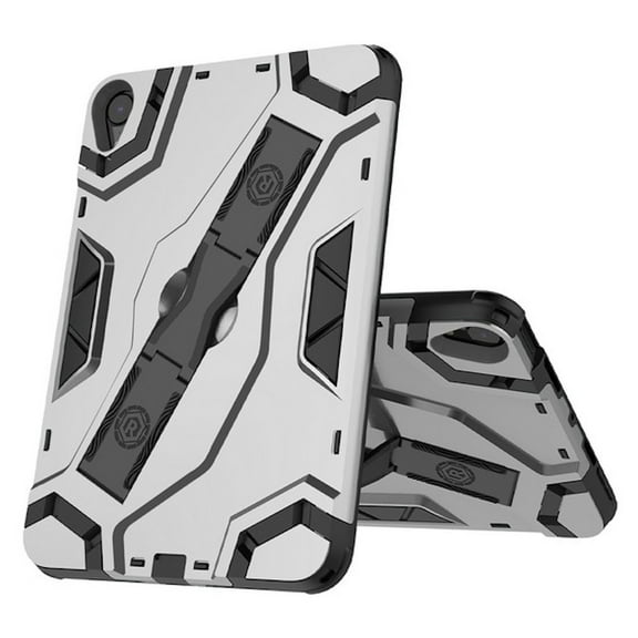 Rugged Hybrid Armor Case with Multi-Functional Kickstand for iPad Mini 6 (6th Generation) - Silver