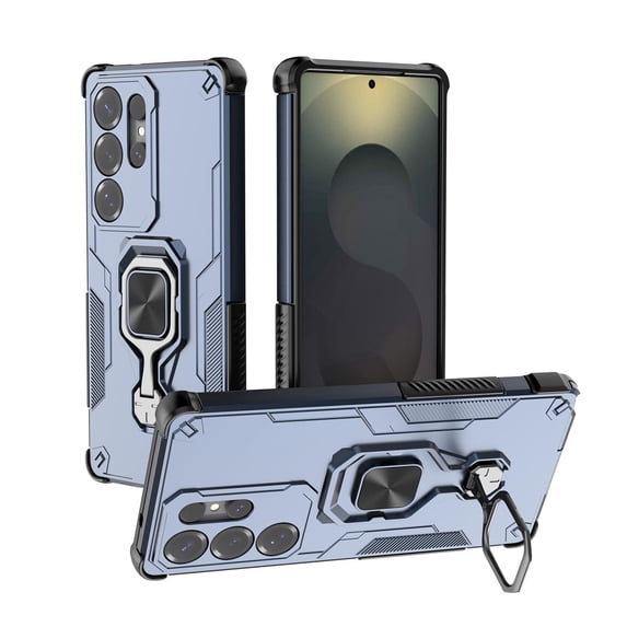 Rugged Kickstand Case for Samsung Galaxy S25, Military-Grade Drop Protection with 360° Rotating Metal Stand, Magnetic Car Mount Compatible, Shockproof Corners Phone Case for Samsung Galaxy S25,Blue