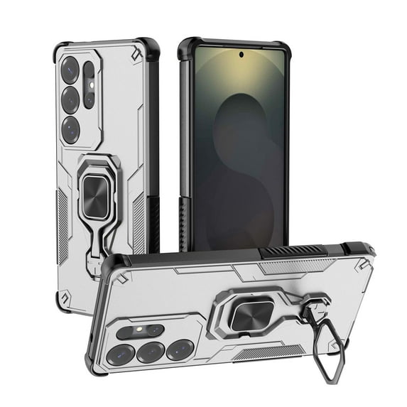 Rugged Kickstand Case for Samsung Galaxy S25 Ultra, Military-Grade Drop Protection with 360° Rotating Metal Stand, Magnetic Car Mount Compatible, Shockproof Phone Case for Galaxy S25 Ultra,Gray