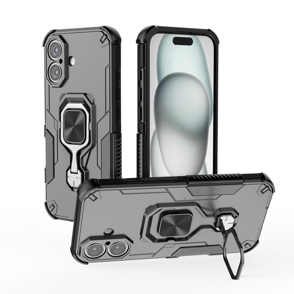 Rugged Kickstand Case for iPhone 16 Pro Max, Military-Grade Drop Protection with 360° Rotating Metal Stand, Magnetic Car Mount Compatible, Shockproof Corners Phone Case for iPhone 16 Pro Max,Black