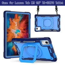 Rugged Kids Case for Lenovo Tab M11 11" 2024, Heavy Duty Shockproof 360°Swivel Ring Stand Handle Case Cover for Lenovo Tab M11 11" 2024, Navyblue Blue