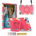 thumbnail image 1 of Rugged Kids Case for Samsung Galaxy Tab A9 8.7" 2023 SM-X110 / SM-X115, Heavy Duty Shockproof 360°Swivel Ring Stand Handle Case Cover for Samsung Galaxy Tab A9 8.7" 2023, Colorful/Rose, 1 of 8