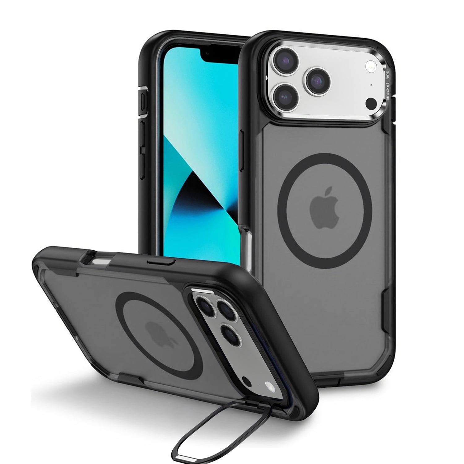 Rugged MagSafe Case with Camera Lens Stand for iPhone 17 Pro Max - Grey