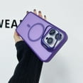 thumbnail image 1 of Rugged Magnetic Case for Apple iPhone 13, Compatible with Magsafe Slim Fit [with Camera Lens Screen Protector] Bumper Shockproof Anti-Scratch Camera Kickstand Phone Case for Women Men, Purple, 1 of 7