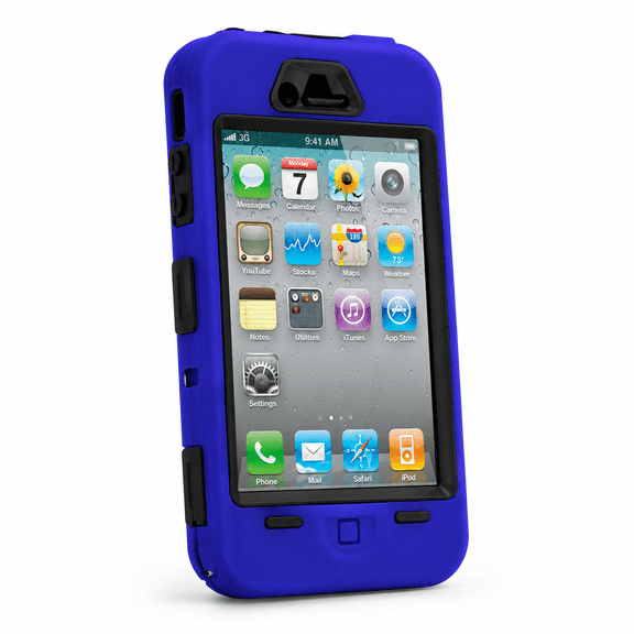 Rugged Matte Case with Pen Screen Protector for iPhone 4/4S