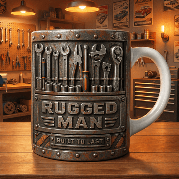 Rugged Men Mug Personalized Mechanic Coffee Mug Industrial Style Masculine Gift