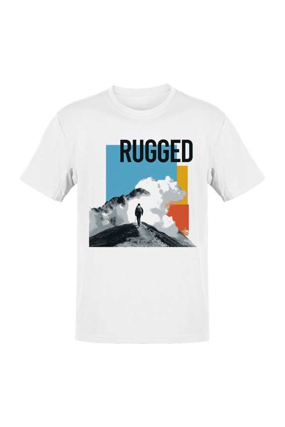 Rugged Mountain Adventure Men's White T-shirt