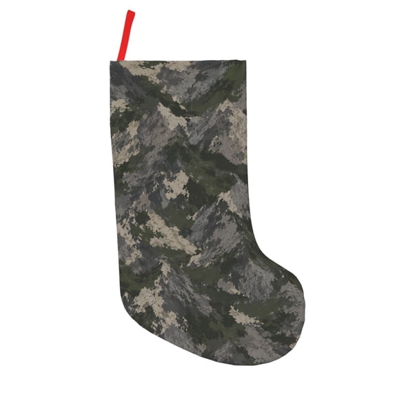 Rugged Mountain Camo 18 in Christmas Stocking with Hanging Loop Xmas Tree Stocking for Holiday Decor