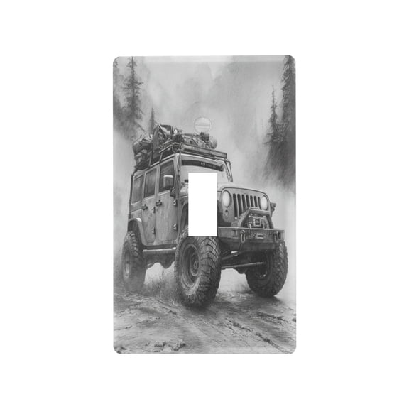 Rugged Mountain Off-roader Decorative Wall Plate, Flame Retardant PC Plastic Light Switch & Outlet Cover with Mounting Screws Fits Toggle Switch