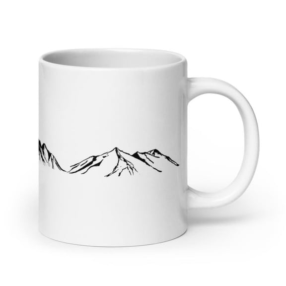 Rugged Mountains Mug - Ceramic Mug, Wraparound Design, Outdoor Theme, Great Gift Nature Lovers - FREE SHIPPING.