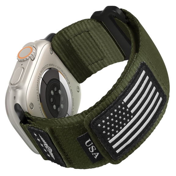 Rugged Nylon for Apple Watch Ultra 2 Band iWatch Bands Men,Soft Woven Adjustable Stars-Stripes Flag Wristbands Strap for Apple Watch Ultra Series 10/9/8/7/6/5/4/3/SE/Ultra2