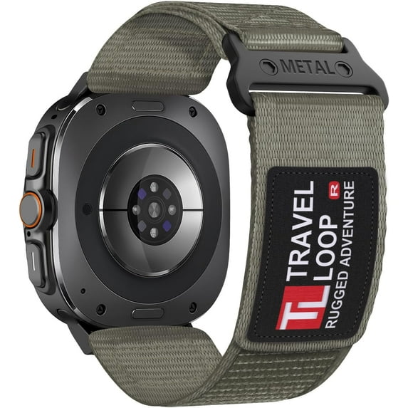 Rugged Nylon Band for Galaxy Watch Ultra Bands 47mm for Men Women,One Click No Gap Fabric Woven Wristbands Adjustable Sport Strap for Samsung Galaxy Watch 7 Ultra Band 47 mm for Man,L