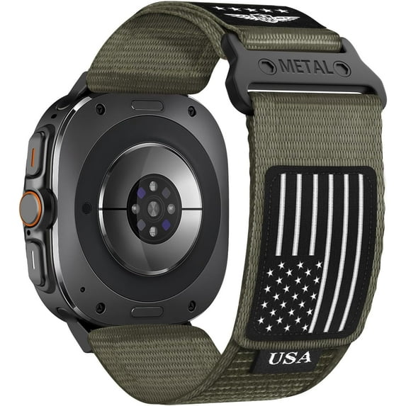 Rugged Nylon Band for Galaxy Watch Ultra Bands 47mm for Men Women,One Click No Gap Fabric Woven Wristbands Adjustable Sport Strap for Samsung Galaxy Watch 7 Ultra Band 47 mm for Man,L