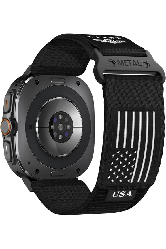 Rugged Nylon Band for Galaxy Watch Ultra Bands 47mm for Men Women,One Click No Gap Fabric Woven Wristbands Adjustable Sport Strap for Samsung Galaxy Watch 7 Ultra Band 47 mm for Man,L