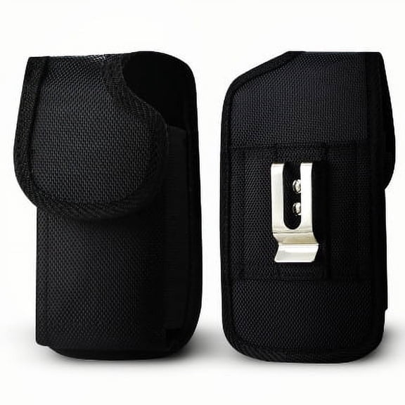 Rugged Nylon Pouch with Belt Clip loop For Samsung Galaxy S9 / S9 Plus with Otterbox Defender / Lifeproof / Battery Case On - Black