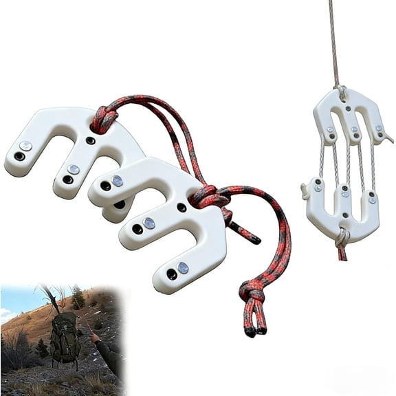 Rugged Outdoors Deer Game Hoist Pulley (1000lbs) – Ultralight Nylon Block & Tackle for Backcountry Hunting. Solo Hunter Backpacking Tool. Compact 1.3 oz Weight.