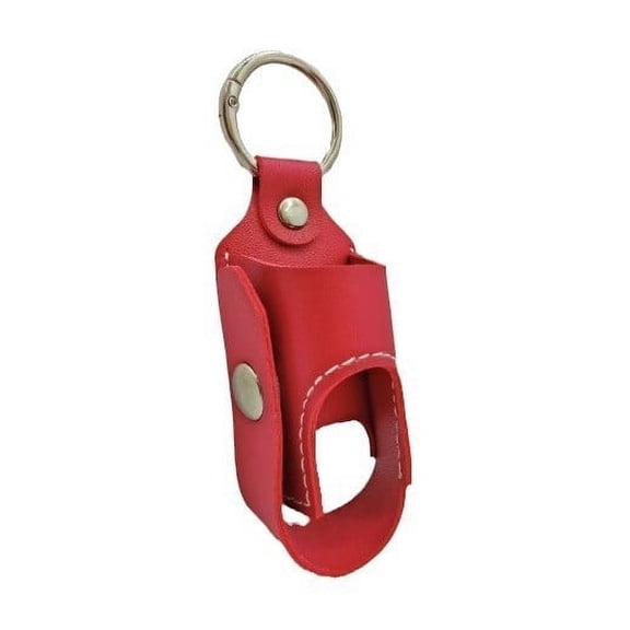Rugged PU Leather Inhaler Protective Case with Heavy Duty Metal Keychain, Secure Medicine Organizer Bag for Active Lifestyles and Travel, 4x1 Inch Red