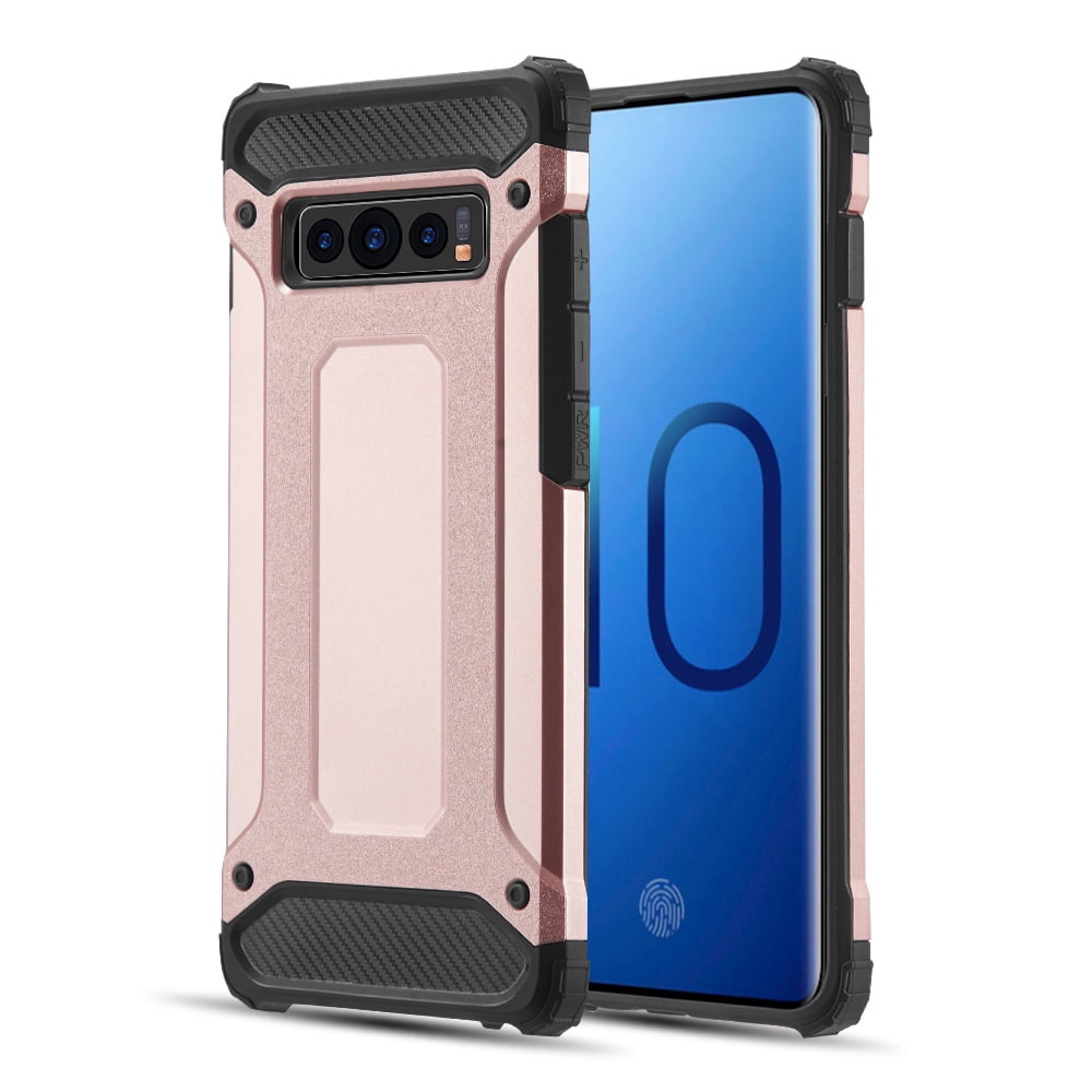 Rugged Performance Dual Layer Hybrid Case for Galaxy S10 (Rose Gold) - Ultra Lightweight Heavy Duty Armor Protector w/ Port Covers, Bumper Corner Protection, Shock Absorption, Raised Lip Guard